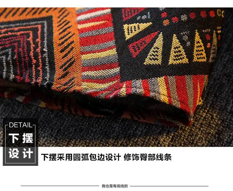 Men's high-density woven shirt men's high-end retro ethnic style long sleeved shirt trendy clothing jacket men clothing shirt