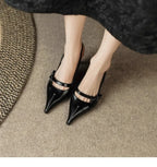 Women's Sandals 2025 Fashion Elegant Sexy Ladies Shoes Buckle Strap High Heels New Office and Career Retro Closed Toe Sandals