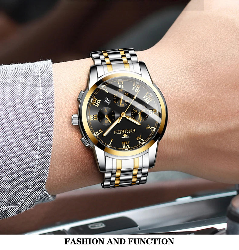 BINBOND 2pcs/Set Couple Watches Fashion Casual Men Ladies for Quartz Watch Lover Waterproof Stainless Steel Watch Valentine Gift