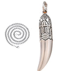 Creative 925 Silver Ethnic Style glossy Necklace Keel chains Banquet faceted wolf tooth Pendant for Men's Retro Jewelry