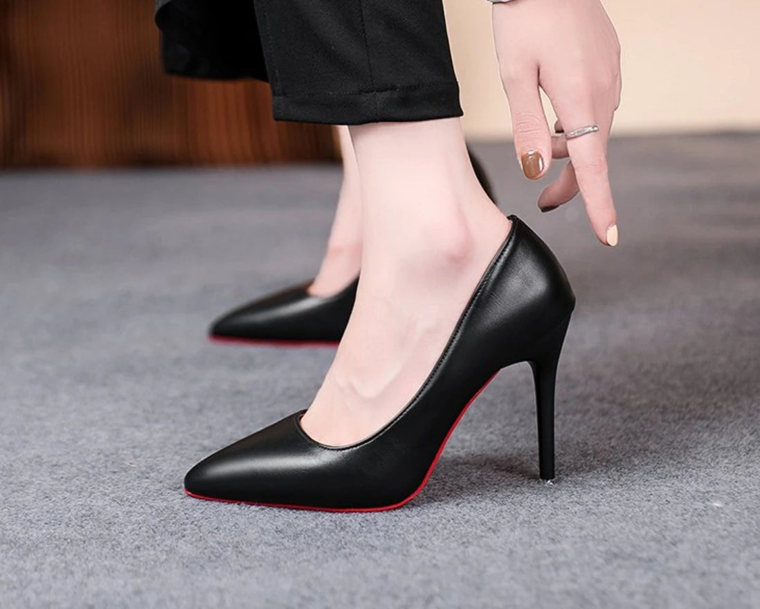 Sexy Red Bottom Women High Heels Classic Ladies Pumps Autumn Leather Dress Heel Shoes for Women Banquet Wedding High Heels