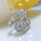 SpringLady  925 Sterling Silver Sparkling Full High Carbon Diamond Flowers Rings For Women Wedding party Fine Jewelry