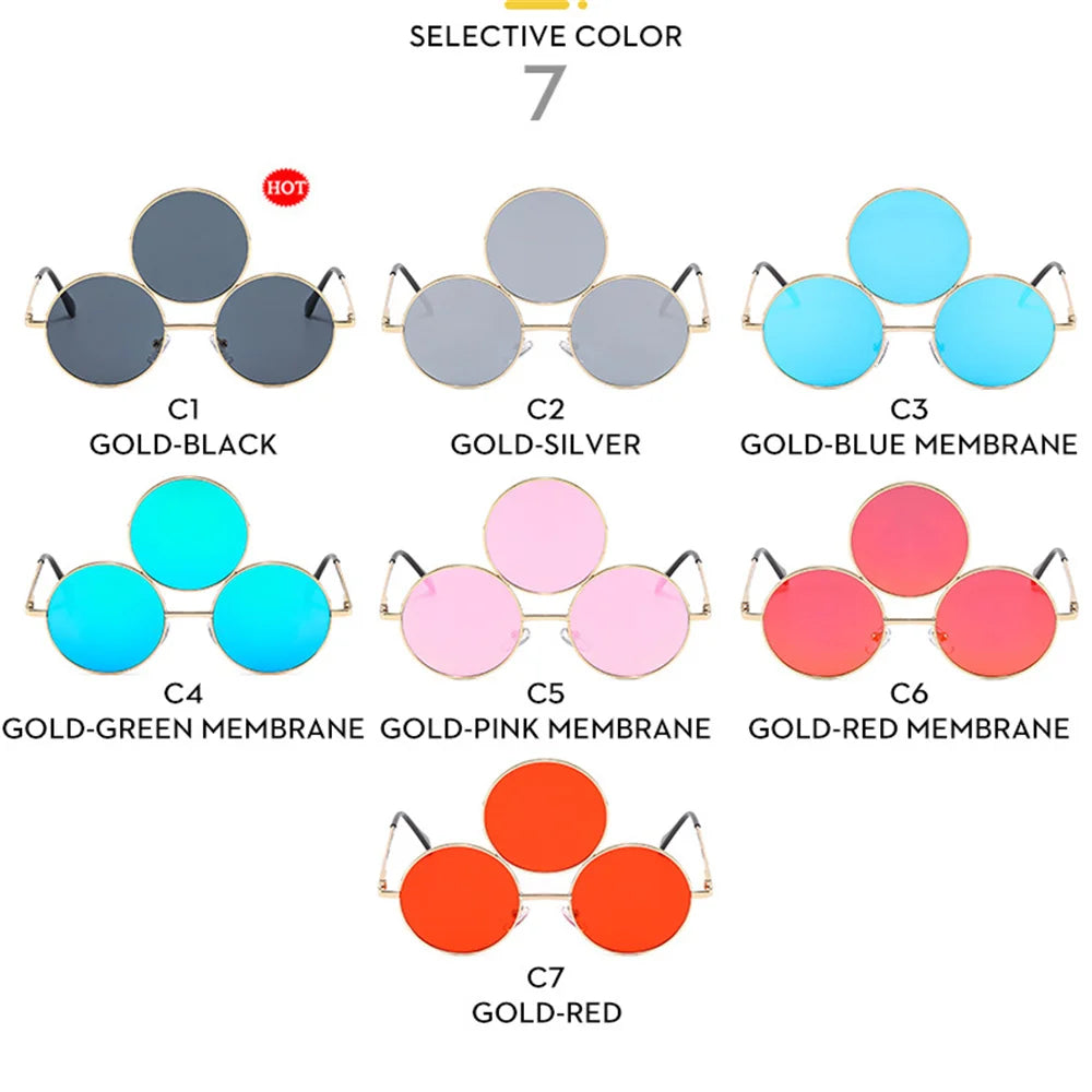 Sunglasses Third Lenses 3 Eyes Round Women Metal Fashion Vintage Sun Glasses For Men Fashion Eyewear Shades UV400