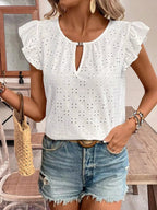 Women's elegant white crochet top