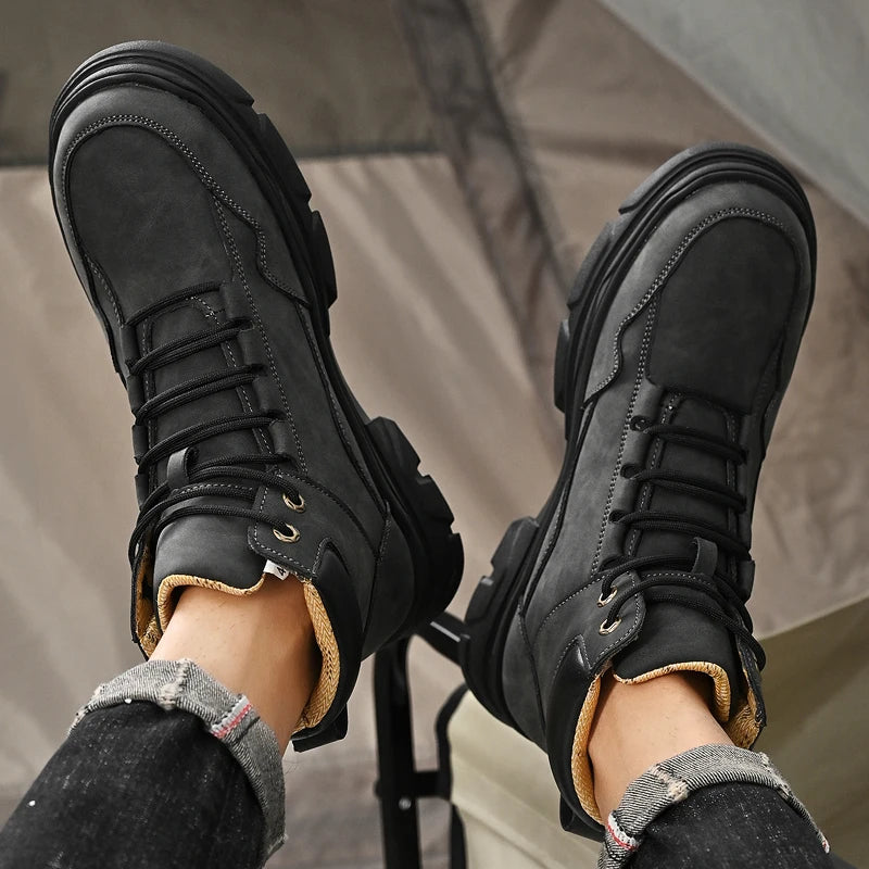 Men's high top shoes for autumn and winter, comfortable and simple design, daily office and outdoor travel shoes