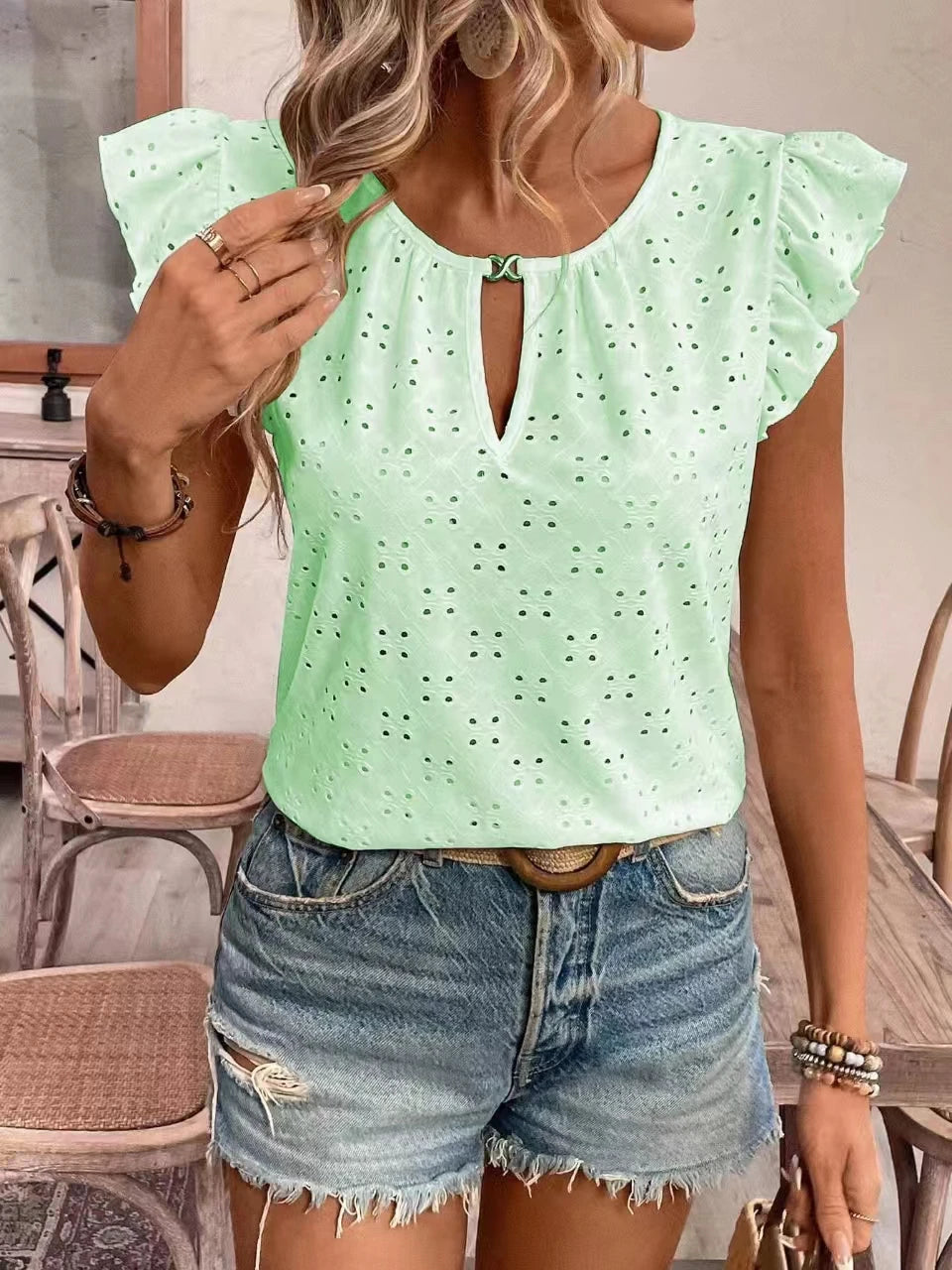 Women's elegant white crochet top