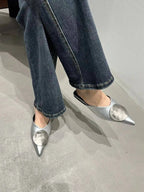 Female Slides Fashion Pointed Toe Flats Women Mules Slippers  Summer Beach Luxury Ladies Flats Slippers Sandals Shoes