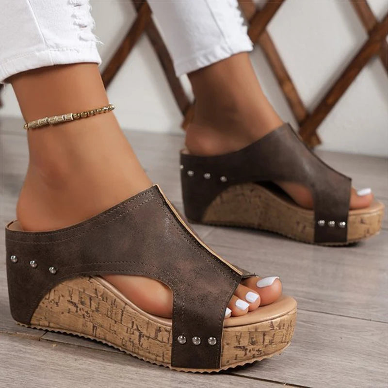 Women's Sandals High Heels Sandals With Wedges Shoes Woman Platform Sandals Summer Peep Toe Heeled Slippers Sandalias De Mujer