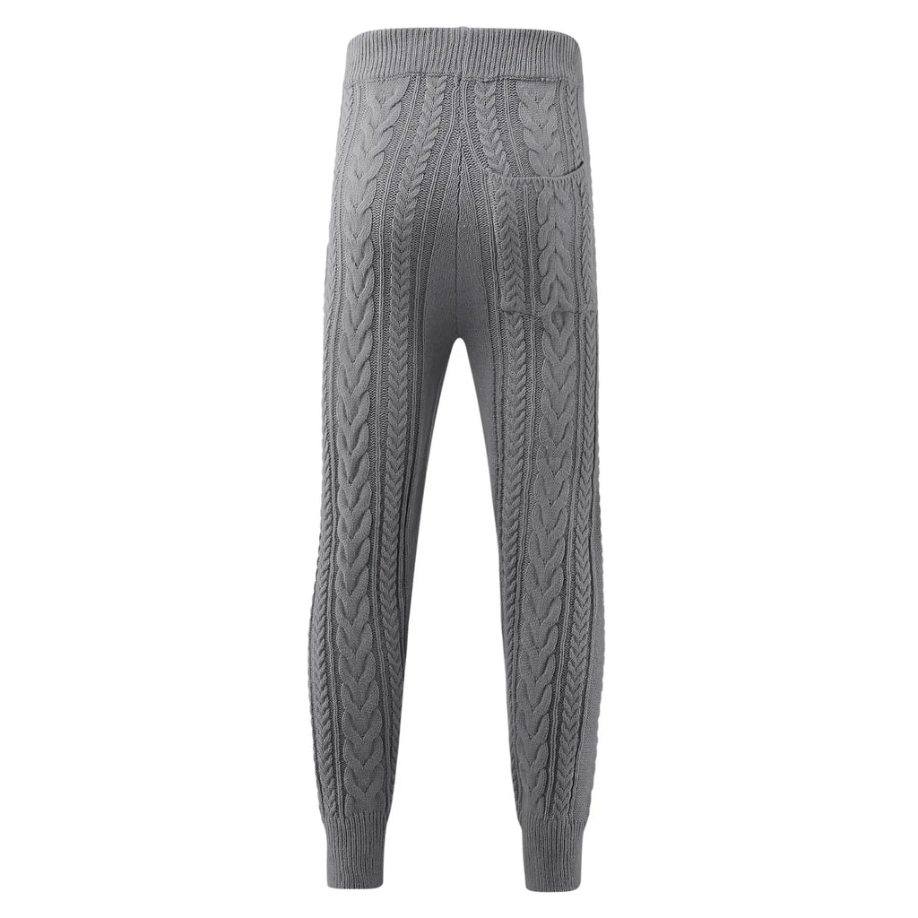 Men's Sweater Knitted Pants Solid Color Casual Pants Autumn Winter Warm  Knitted Slim Fit Pants for Male Long Pant
