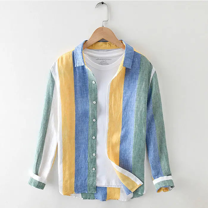 Striped shirt men's 2025 Man Plaid Shirts Cotton Chemise Male Blouses Casual Long Sleeve Formal Business Shirt Men's Clothing