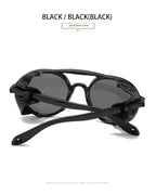 2022 Steampunk Googles Men Retro Punk Round Sunglasses Brand Design Double-bridge Windshield Hiking Driving Shades Eyewear UV400