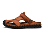 2023 Sandals Summer Men Leather  Classic Men Shoes Slippers Soft Sandals Men Roman Comfortable Outdoor Walking Footwear