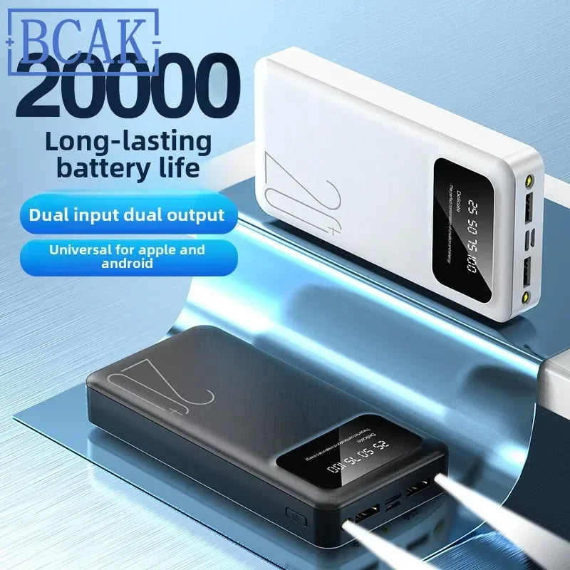 New Style BCAK power bank 20000mAh self-contained cable fast charging mini mobile phone gift mobile power supply