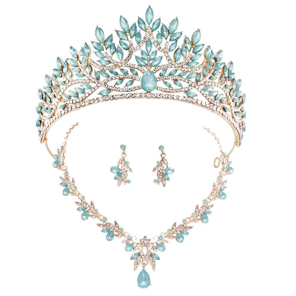 Tiaras and Crowns Bridal Jewelry Set for Women Necklace Earrings for Wedding Dress Accessory Crown And Jewelry for Brides