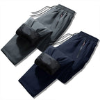 Men Winter Warm Pant Thicken Waterproof Down Cotton Lined Casual Sport Pants Joggers Trousers Cotton-padded Solid Lace-up Pant