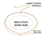 Fashion Metal Double Layered Cross Waist Chain for Women Simple Rhinestone Heart Thin Chain Body Chain Party Jewelry Accessories