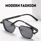 Men Driving Sunglasses Vintage Steampunk Square Sunglasses Metal Frame with Spring Hinges Women Eyepiece Trendy Driver Glasses