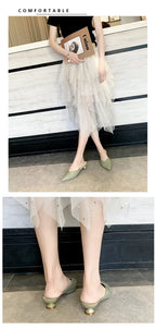 Women's Elegant Mules Woman Casual Slippers 2021 Ladies Low Heels Fashion Female Pointed Toe Shoes Women Candy Colors Footwear