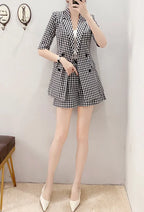 Women's 2 Pant Set Black Baggy Two Pieces Sets Pants for Woman Plaid Outfits Blazer and Trousers Suits Korea Stylish Groups of D