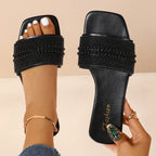 Women's slippers 2025 summer retro letters ladies open toe daily casual comfortable outdoor beach vacation flip flops plus size