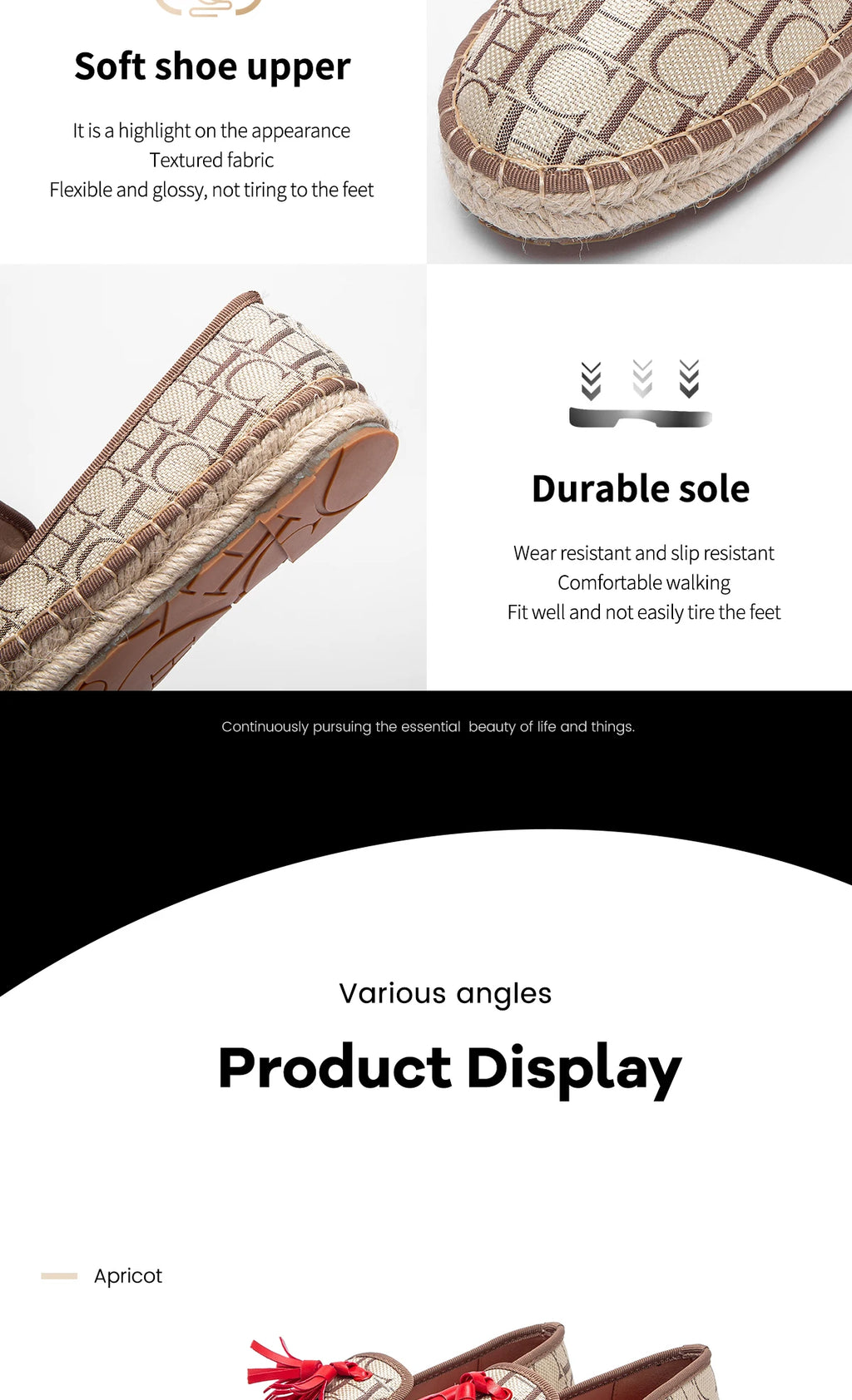 Flat CHCH Women's Shoes New Comfortable Vacation Fabric Casual Shoes Hemp Bottom Non slip Walking Woman Shoes