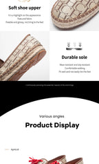 Flat CHCH Women's Shoes New Comfortable Vacation Fabric Casual Shoes Hemp Bottom Non slip Walking Woman Shoes