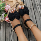 Women Sandals 2025 New Summer Lightweight Sandals Fashion Beach Casual Slippers Outdoor Bow Tie Flat Shoes Home platform sandals
