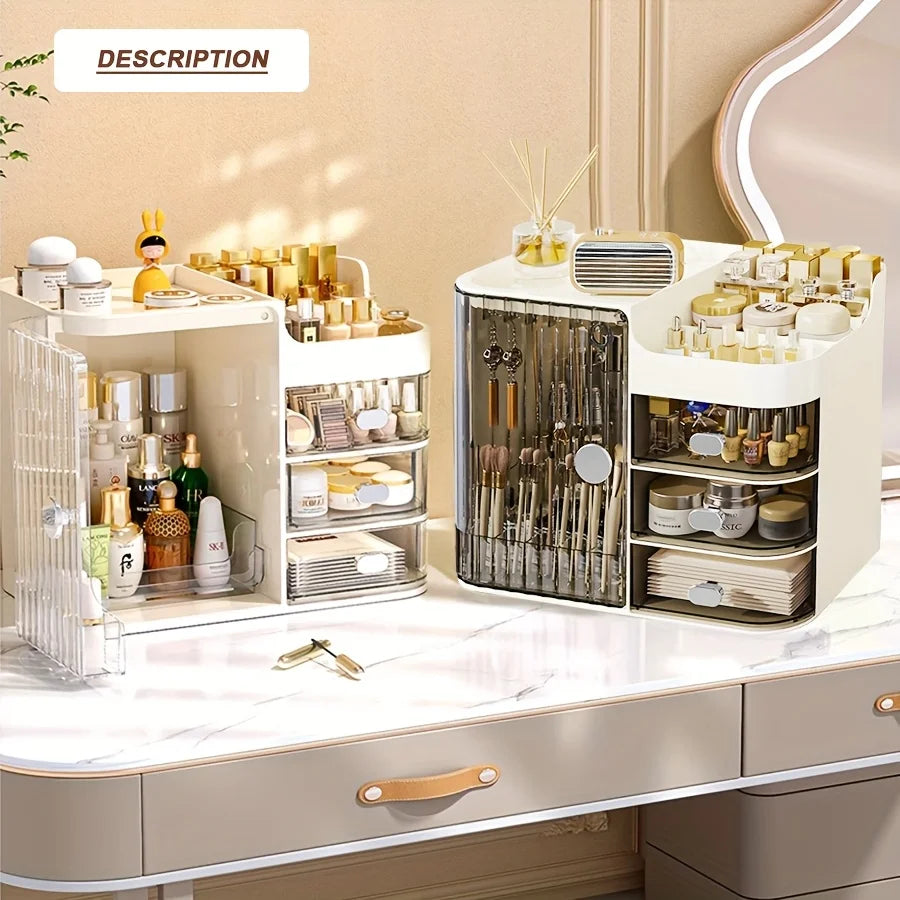 Makeup Storage Box And Light Beige Care Product Storage Box, A High-capacity Cosmetic Storage Solution. Cosmetic Storage