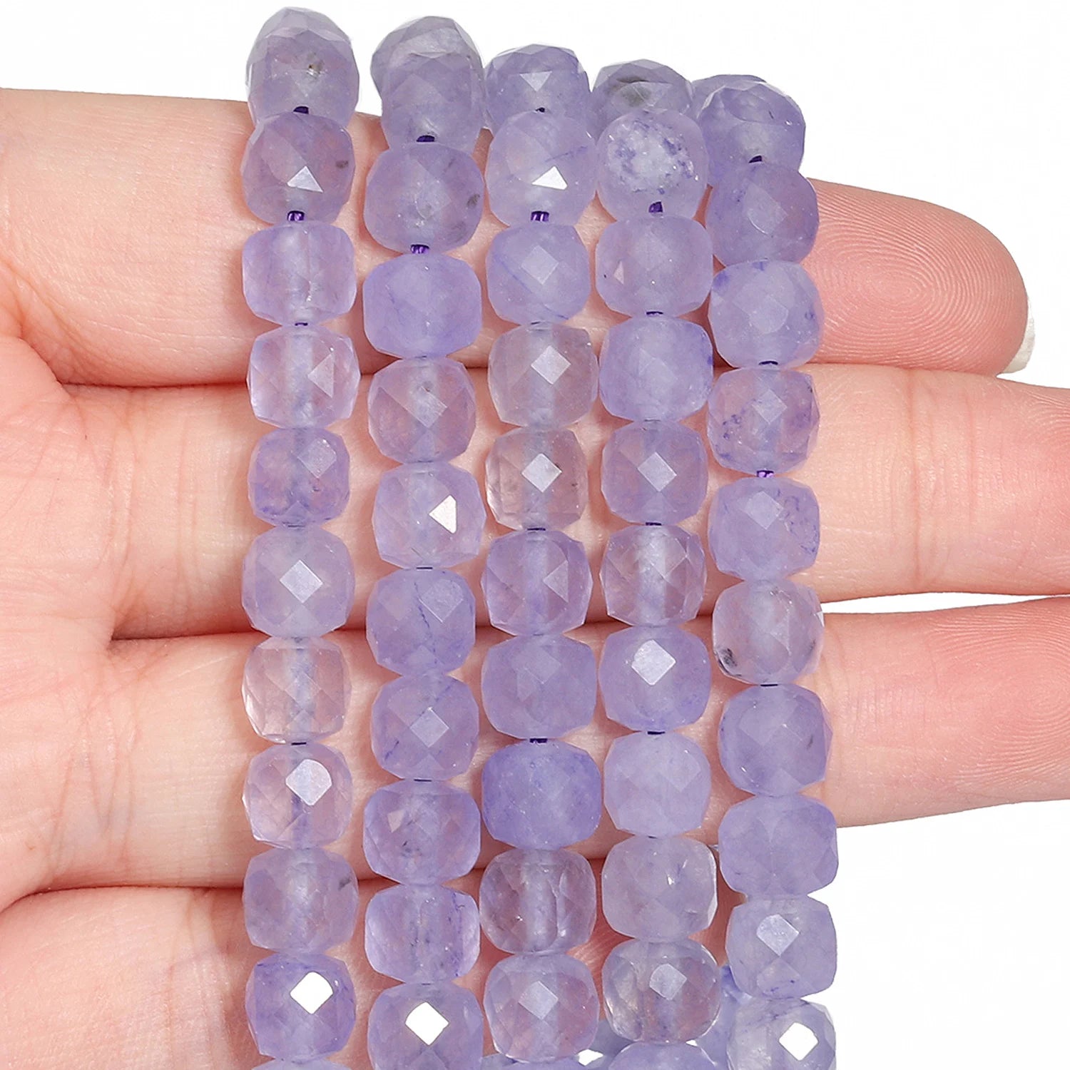 7-8mm Faceted Cube Beads Tourmaline Picture Jasper Agate Turquoise Amethyst Stone Beads for Jewelry Making Diy Accessories