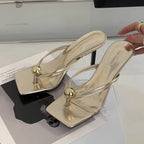 Women High Heels Slippers Designer Heeled Sandals Elegant Shoes Woman Summer 2025 Trend Fashion Fliop Flops Casual Slides Mujer