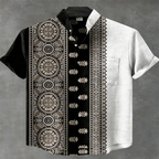 New Men's Shirt: Stylish, casual, and comfortable short-sleeved shirt with ethnic-inspired print and collar, perfect for summer