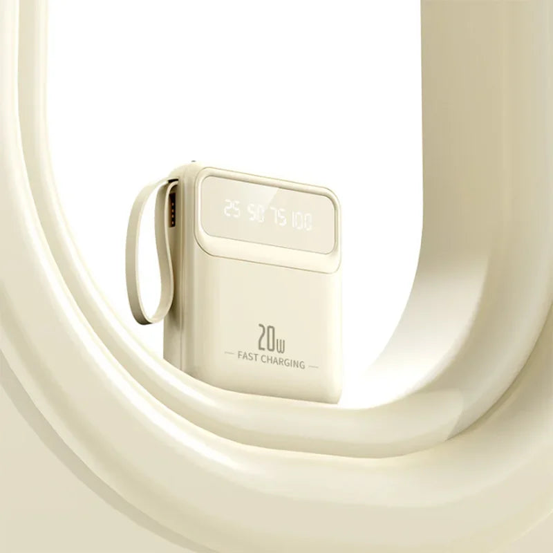 20000mAh Mini Power Bank 4in1 Cable Portable Charger Fast Charging LED Digital Display Poverbank External Battery Mobile Power
