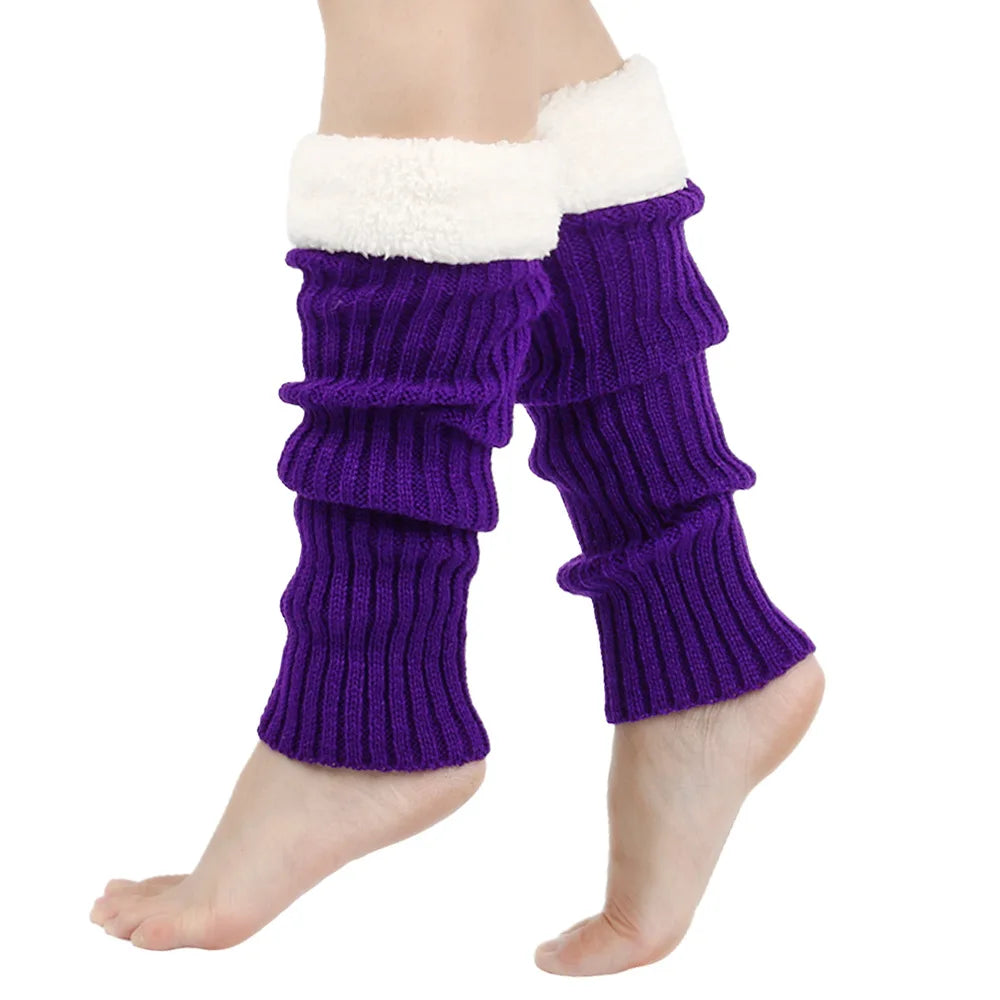 Winter Christmas Ladies Warm Ribbed Knit Leg Warmers Womens LegWarmers Polar Fleece Neon Colored Boot Cuffs for Festive Occasion