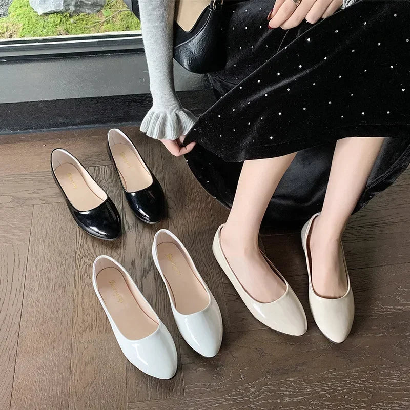 Women Candy Color Ballet Flats White Wedding Shoes Woman Flats Patent Leather Slip on Shoes Zapatos Mujer Ladies Boat Shoes NEW