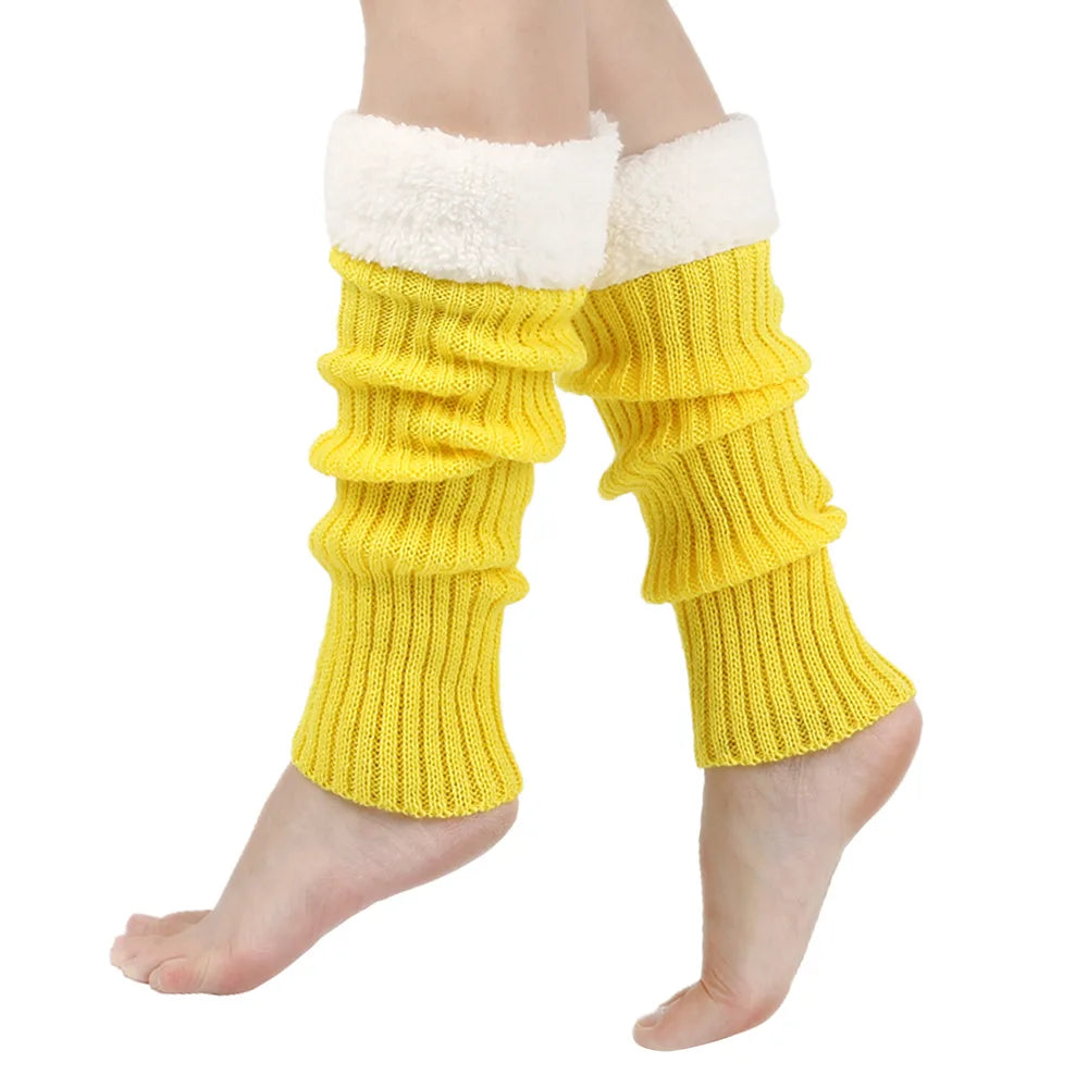 Winter Christmas Ladies Warm Ribbed Knit Leg Warmers Womens LegWarmers Polar Fleece Neon Colored Boot Cuffs for Festive Occasion