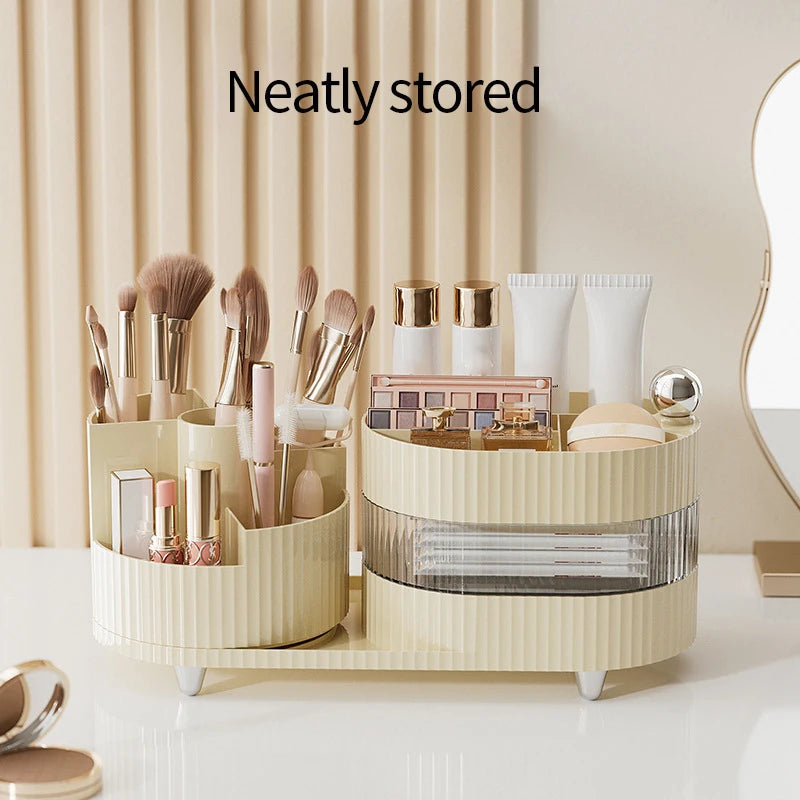 360° Rotating Cosmetic Storage Box Makeup Drawer Organizer Dresser Skincare Products Storage Box Sundries Sorting Container