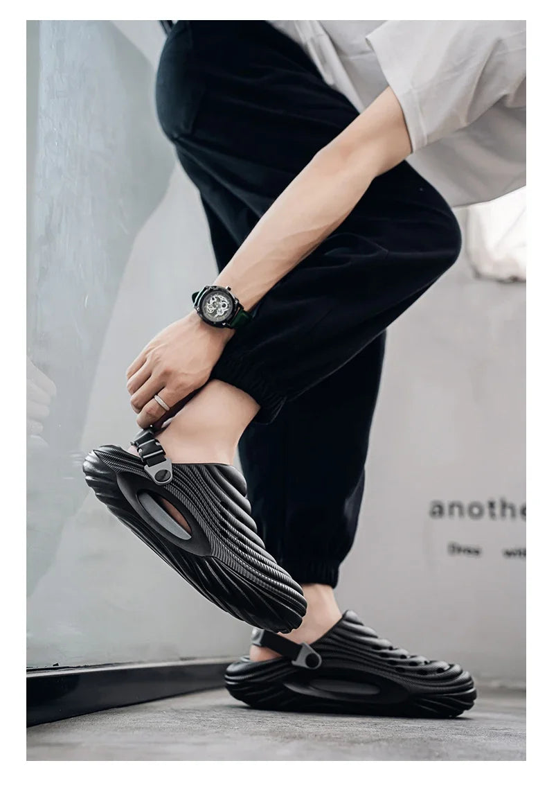 New Men Massage Slippers Slides Indoor Outdoor Sandals Beach Casual Shoes Comfortable Sole Men's Slippers