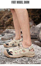 Mens Sandals Hot Sale Summer Outdoor Non-slip Beach Shoes Anti-collision Rubber Wading Shoes Fashion Breathable Male Sneakers