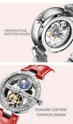 Women Automatic Mechanical Watch Top Brand Luxury Leather Waterproof Watches Ladies Skeleton Tourbillon Clock reloj mujer New