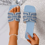 Women Slippers Lightweight Fashion Sexy Slippers Summer Casual Comfortable Shoes Women Square Toe Flat Heel Sandals Slides Women