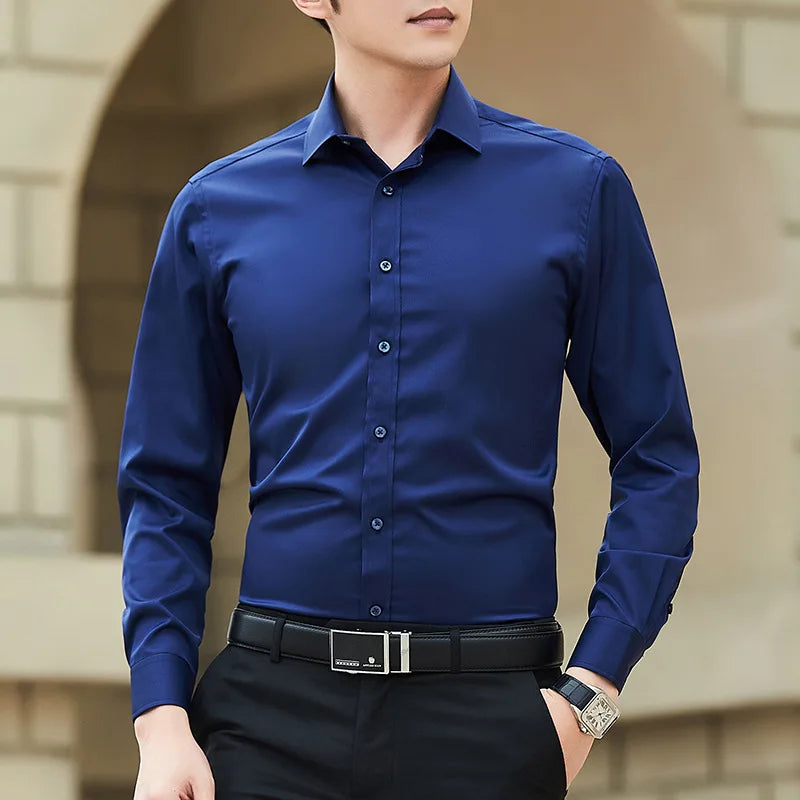 New men's shirt long sleeve spring and summer formal thin business casual free ironing high quality slim fashion breathable