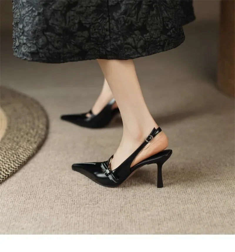 Women's Sandals 2025 Fashion Elegant Sexy Ladies Shoes Buckle Strap High Heels New Office and Career Retro Closed Toe Sandals