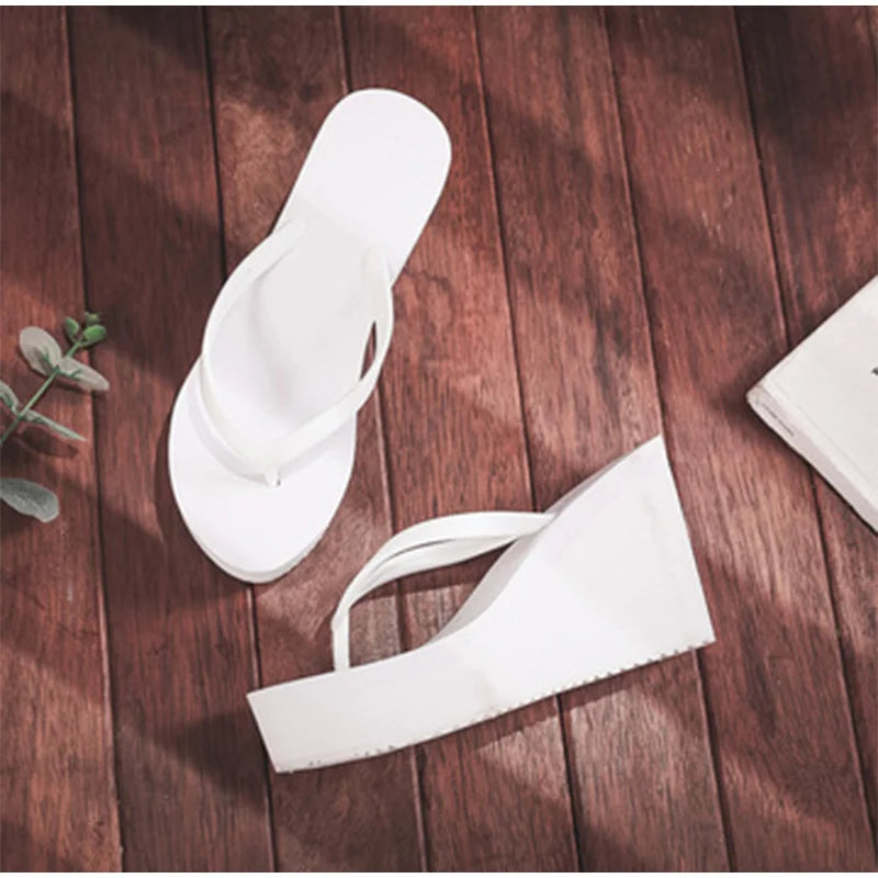 Women's Slippers  Flip Flops Fashion Wedges PU Solid Ladies Elegant Slides Comfort Casual Soft Slip On 2021 Summer Beach Shoes