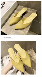 Women's Elegant Mules Woman Casual Slippers 2021 Ladies Low Heels Fashion Female Pointed Toe Shoes Women Candy Colors Footwear
