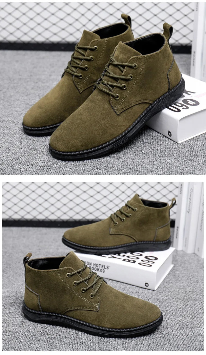 2025Men's Shoes High-top Casual Shoes High Quality Suede Chelsea Boots Fashion British Ankle Boots Business Oxfords Dress Shoes