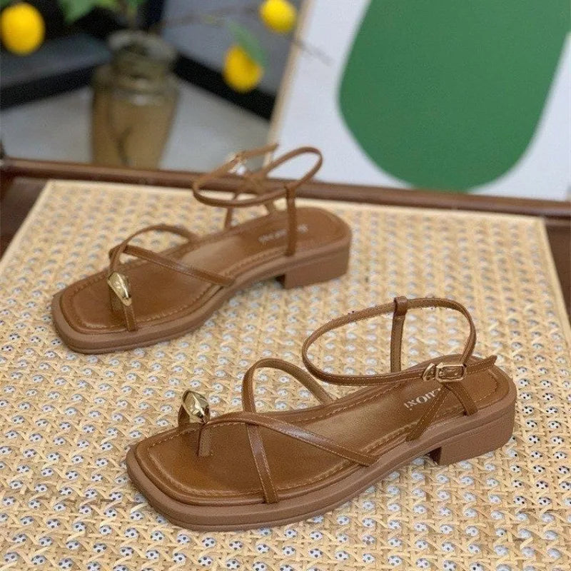 High Heel Sandals for Women New Summer 2025 Girls Low Heel Comfortable Sports and Casual Solid Sandals for Women Sandalias