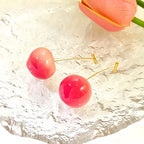2025 New Fashion Pink Cherry Pendant Earrings For Women Kpop Sweet Lovely Acrylic Resin Fruit Long Drop Earrings Jewelry