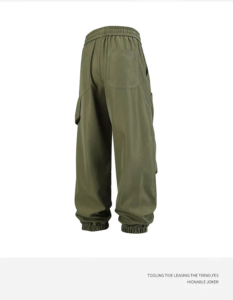 Men's outfit pants are versatile, trendy, loose, straight-leg outdoor work pants and trendy brand tight-fitting windbreakers