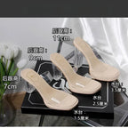 Women's High Heels 2025 Summer New Table  Line Not Tired Feet Thick Crystal Slippers Women's Shoes