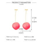 2025 New Fashion Pink Cherry Pendant Earrings For Women Kpop Sweet Lovely Acrylic Resin Fruit Long Drop Earrings Jewelry